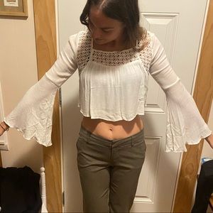Forever 21 Bell Sleeve Crop Blouse